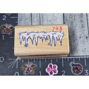 Inkadinkado Icicles Winter 2359J Snow Rubber Stamp Wood #P73